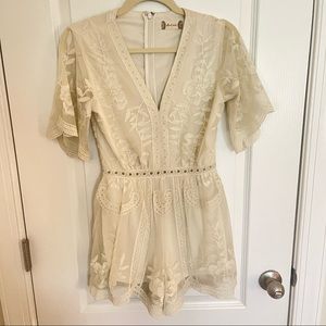 Cream Lace Romper